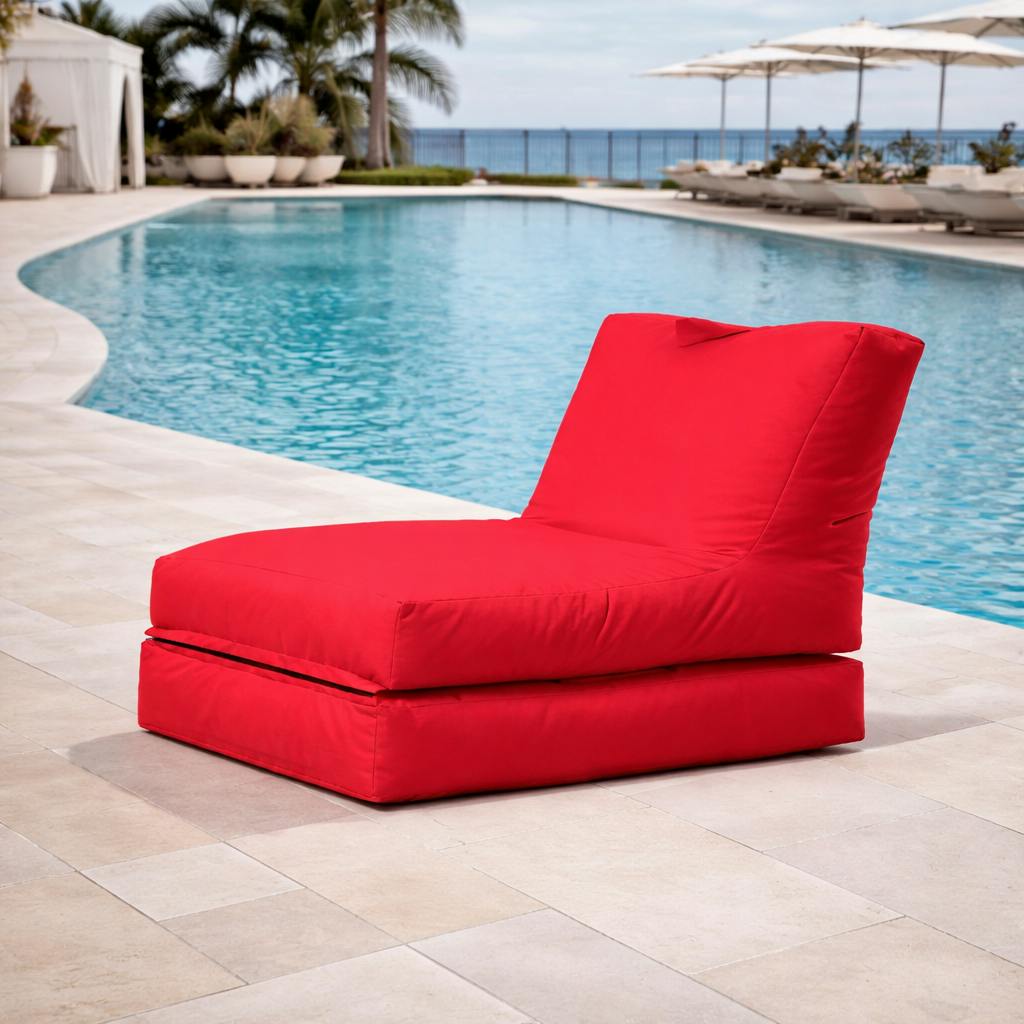 Pouf chaise longue extérieur rouge ARTA