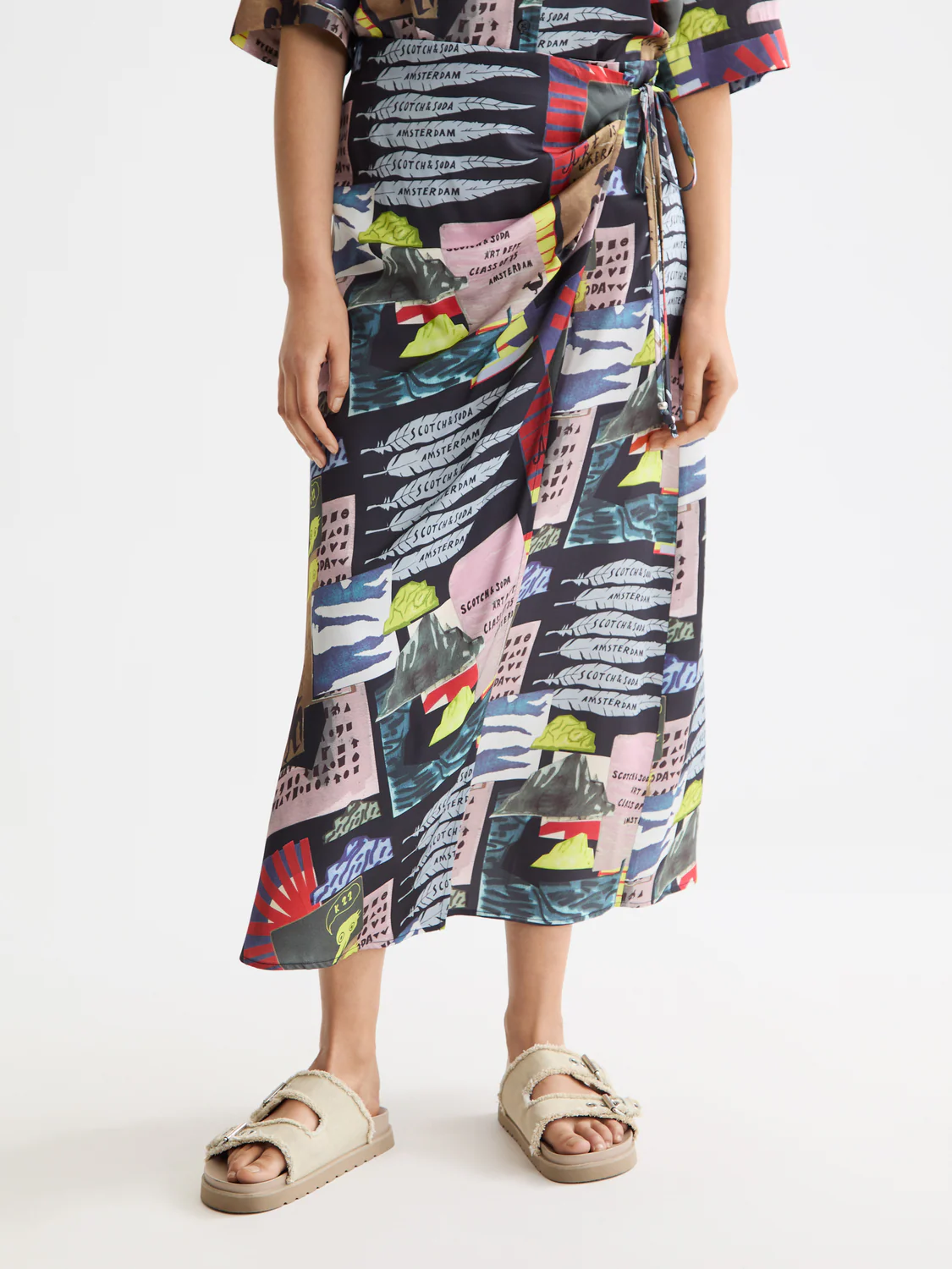 High Rise Midi Wrap Skirt