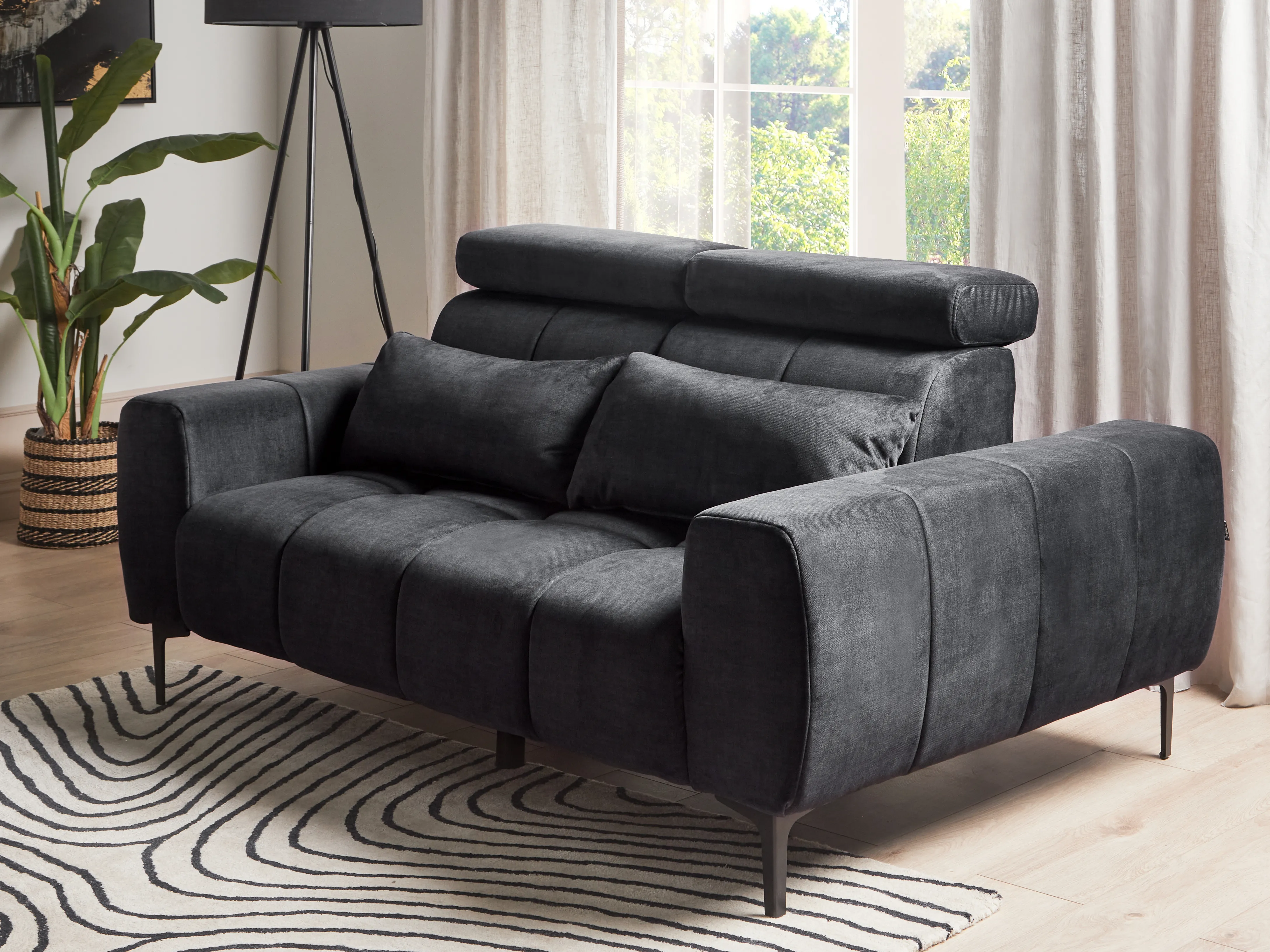 Sofa 2 Seater VEGAMO Velvet Black