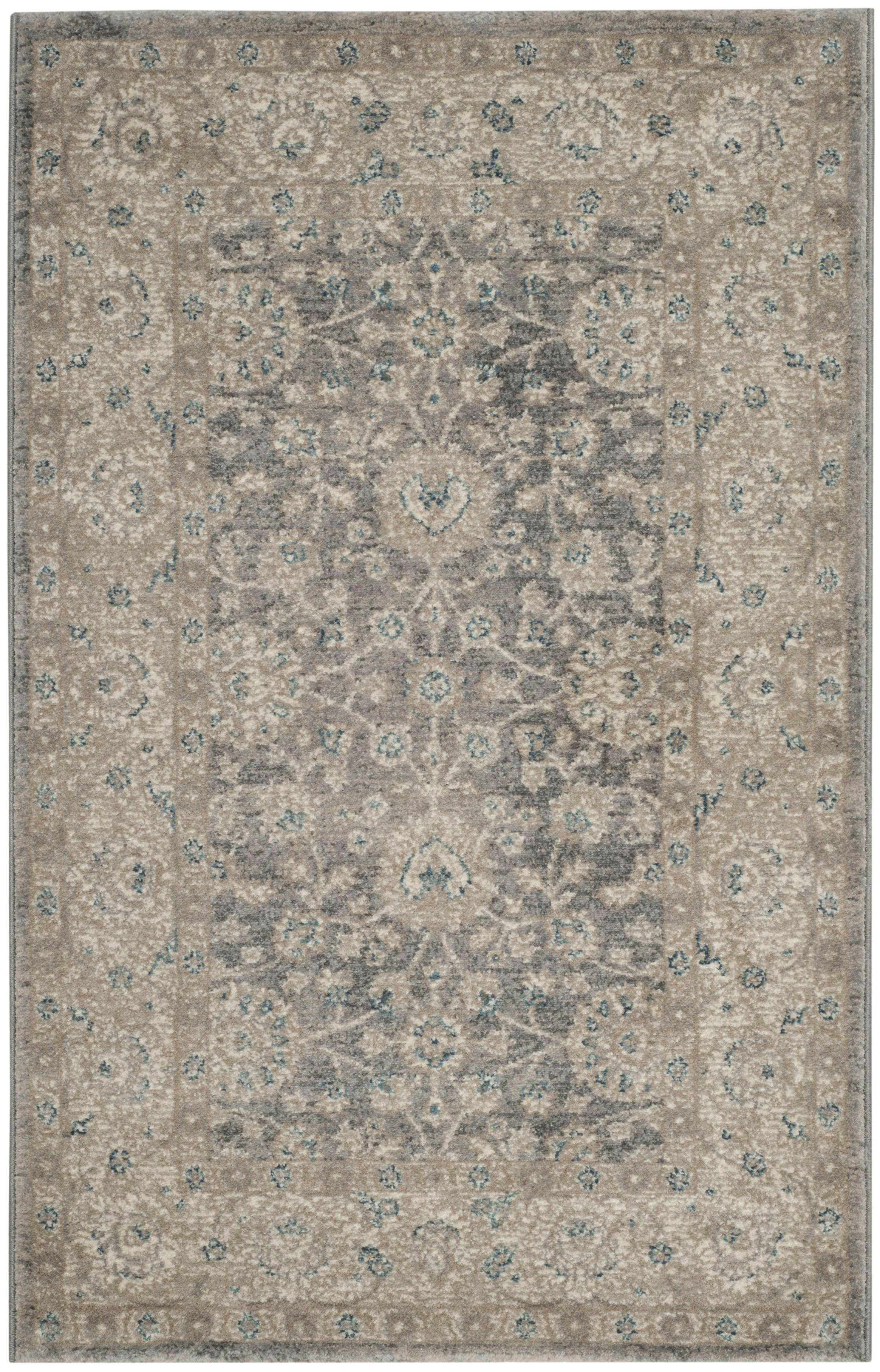 SOFIA - Tapis de salon interieur en gris clair & beige, 66 x 183 cm