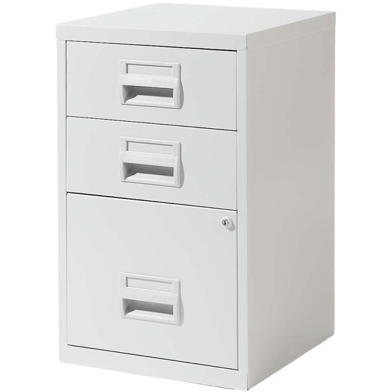 - Colonne de rangement basse en acier 3 tiroirs blanc mat