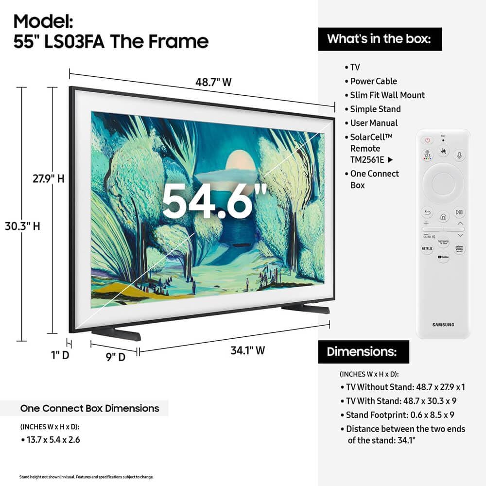 Samsung (Renewed) 55-in LS03D The Frame Lifestyle Smart TV - QN55LS03DAFXZA (2024)