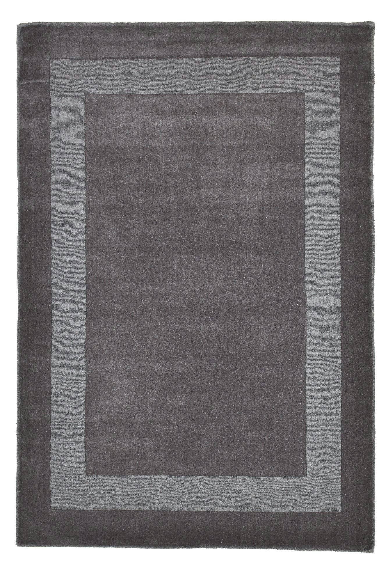 USEDOM - Tapis tufté main en laine naturelle Anthracite 60x90 cm