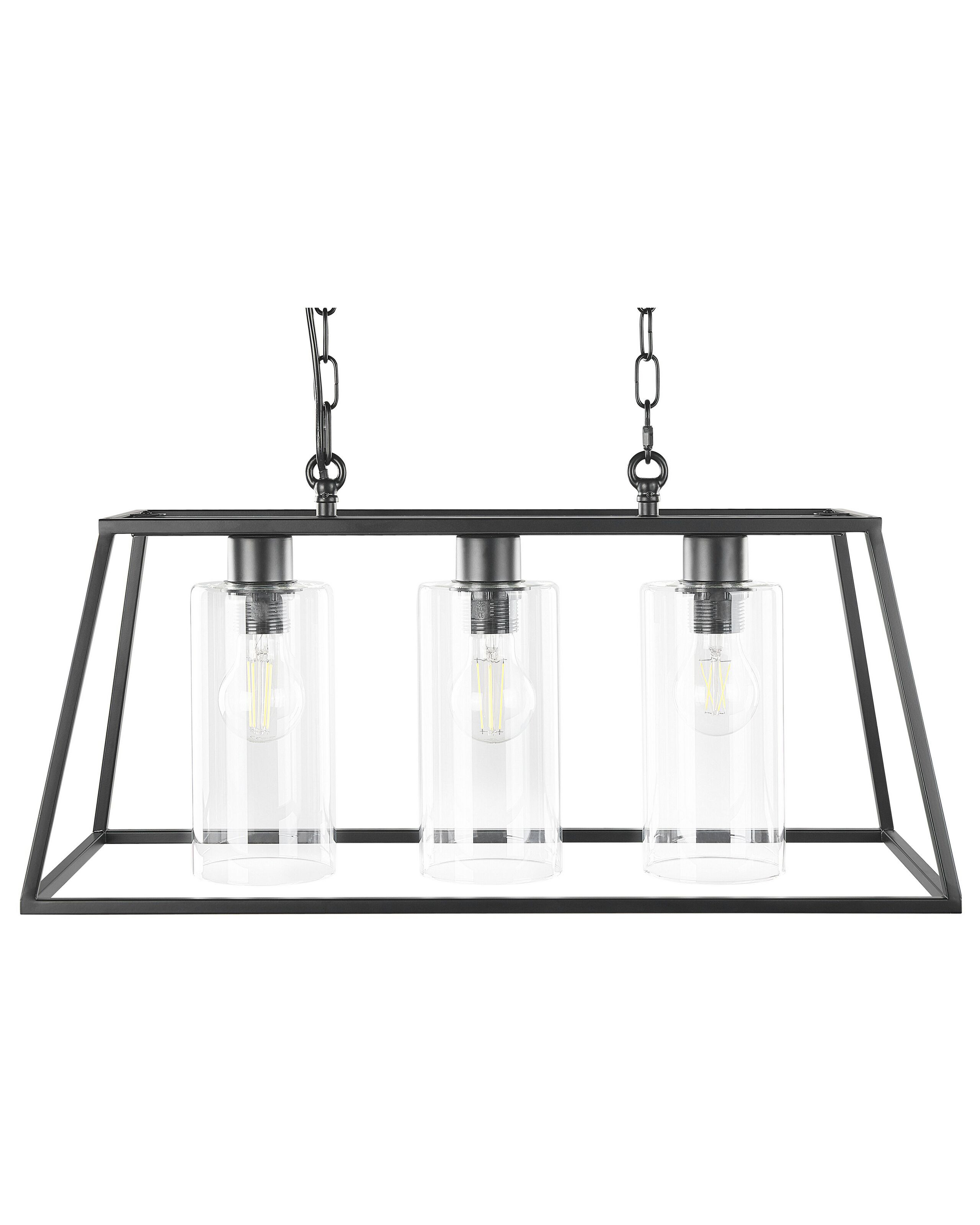 Lampa wisząca metalowa rama 3 klosze czarna