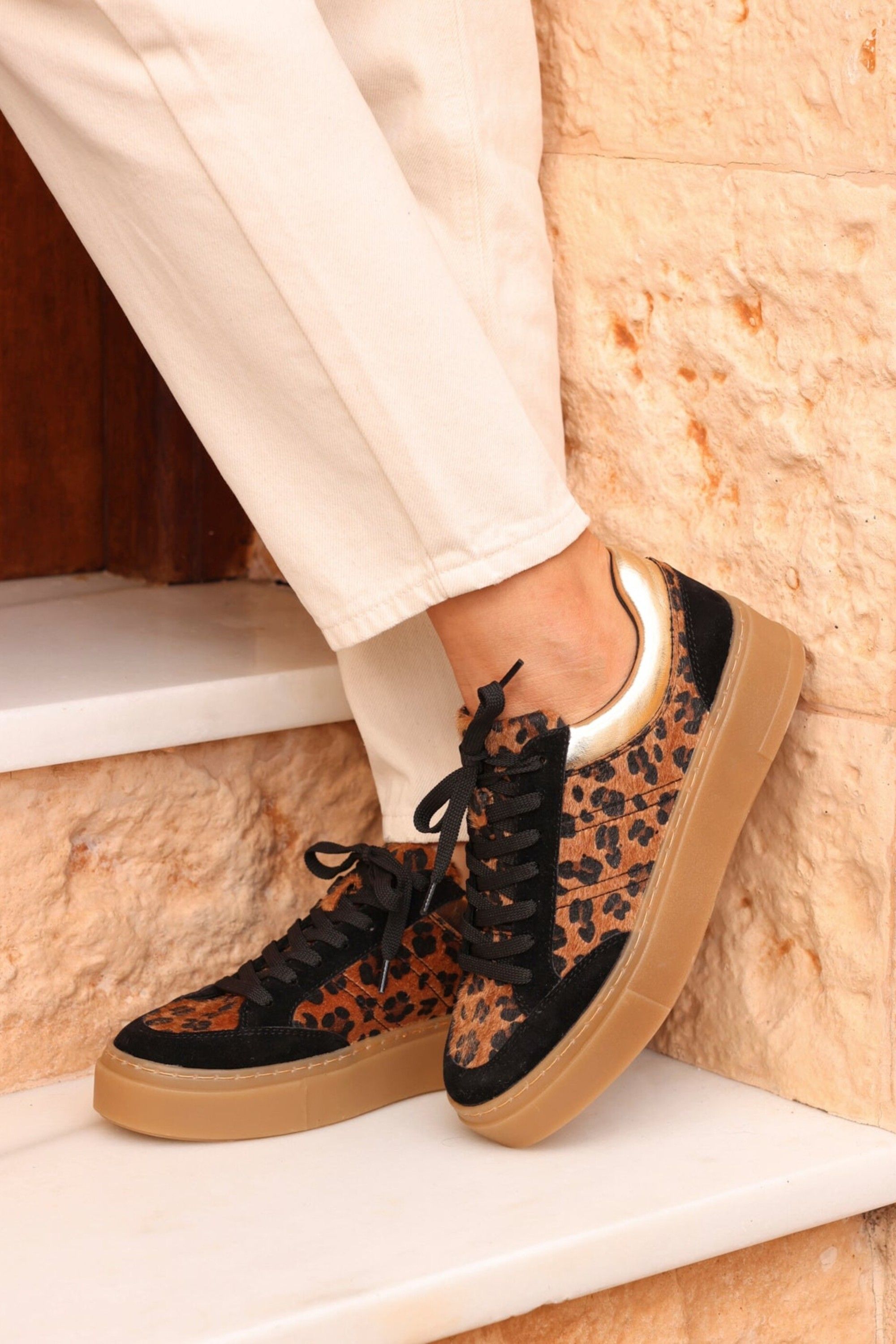 Linzi Nyra Leopard Print Trainers