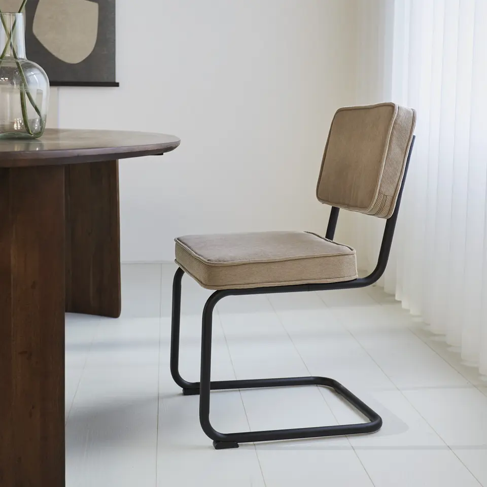 Eetkamerstoel Remo ribstof grijs - Stof - Grijs