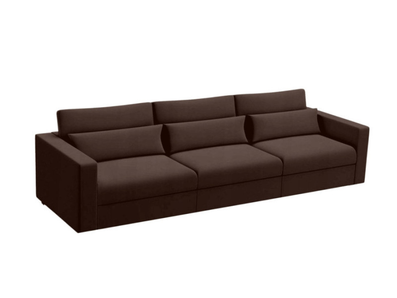 Sofa Rozkładana Trzyosobowa z Pojemnikiem SUNSET Brązowa z Funkcją Spania