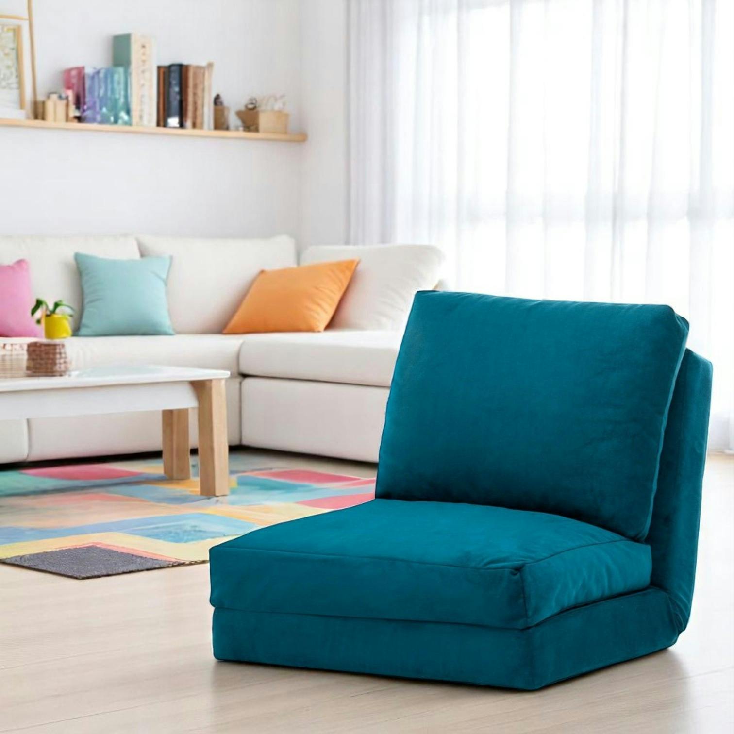 Fauteuil convertible bleu canard - tissu MODI
