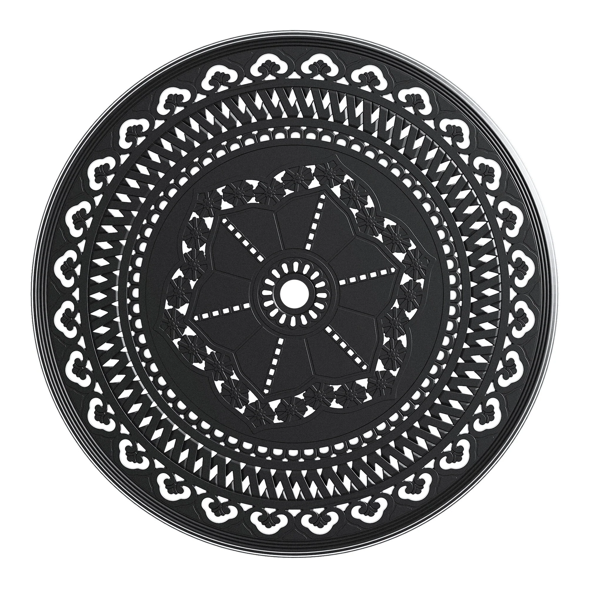 Cast Aluminum Patio Dining Table With Frame and Umbrella Hole