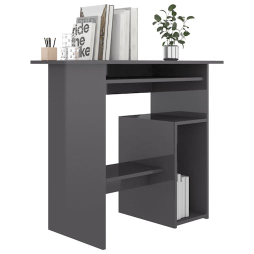 NNEVL Desk High Gloss Grey 80x45x74 cm Chipboard