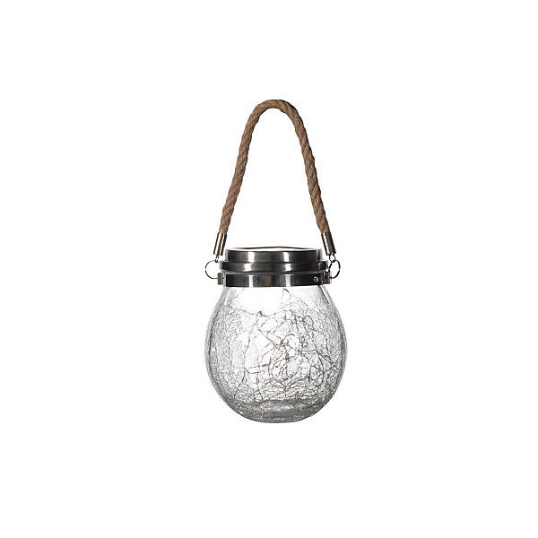 Lanterne solaire effet verre brisé à poser ou suspendre-Diamètre 11,6cm- 30 MicroLED blanche- 15 Lumens- Eclairage extérieur