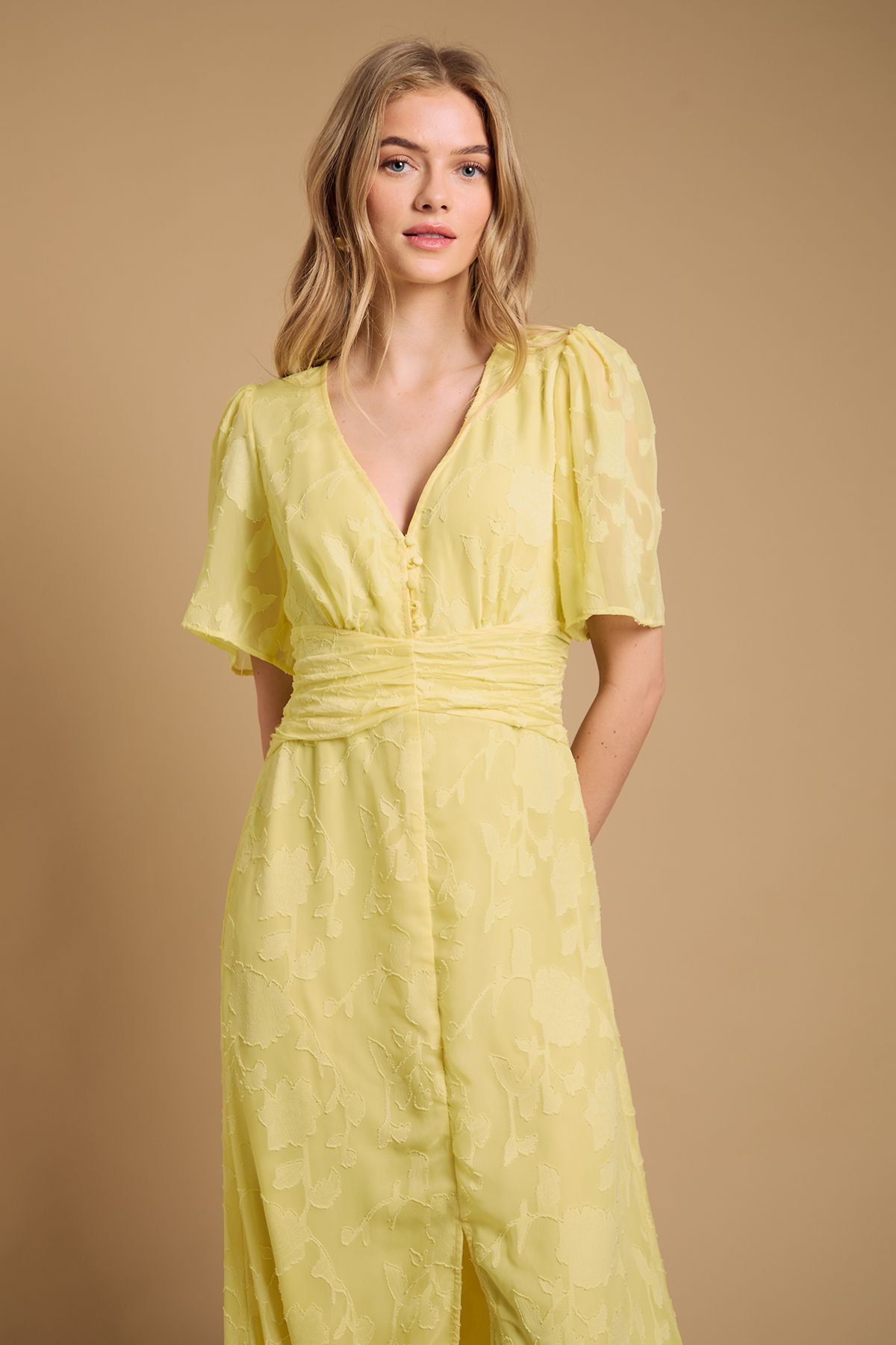 Oasis Button Jacquard Midi Dress