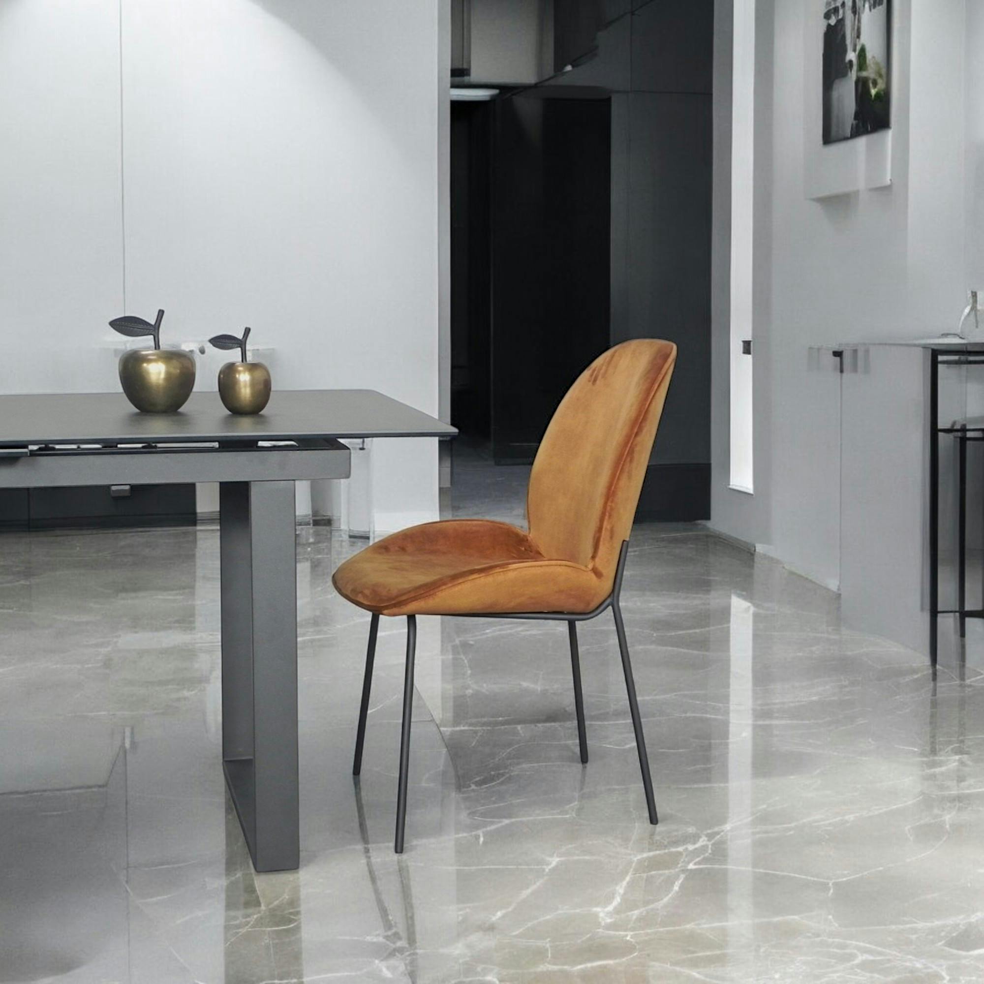 Chaise contemporaine en velours doré FLORENCE (lot 2)