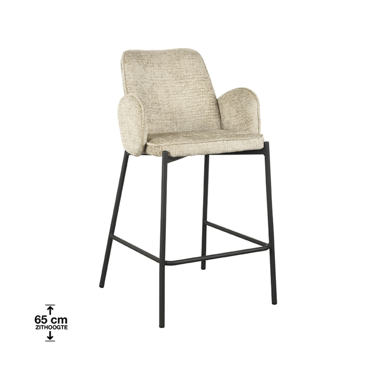 LABEL51 Barstoel Joni - Beige - Zithoogte 63cm - Set van 2