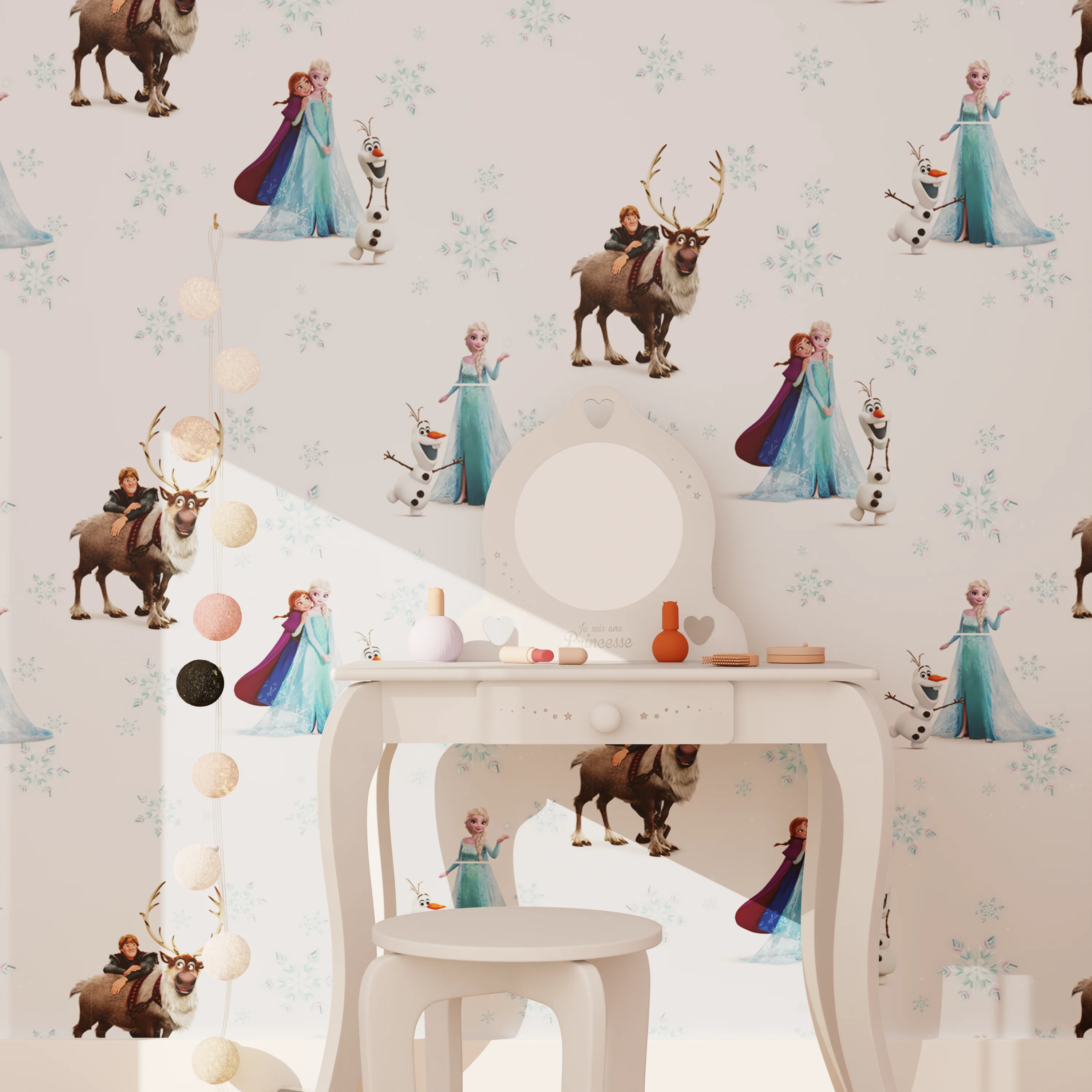 Papier peint intissé LAPINOU coloris bleu doux et écru