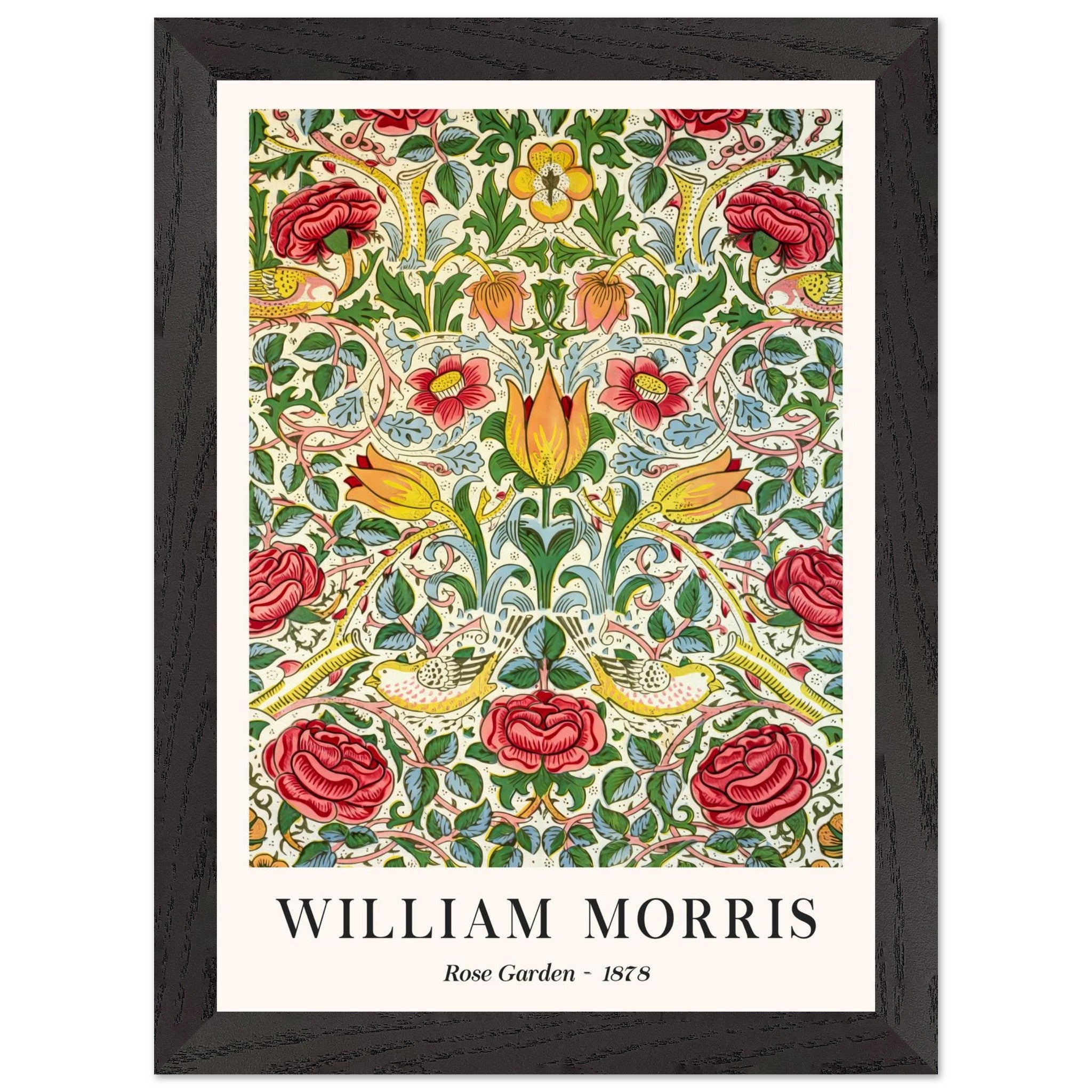 Artfulprints Poster met Lijst William Morris - Rose garden 1878  - A4 21x29.7 cm - Groen