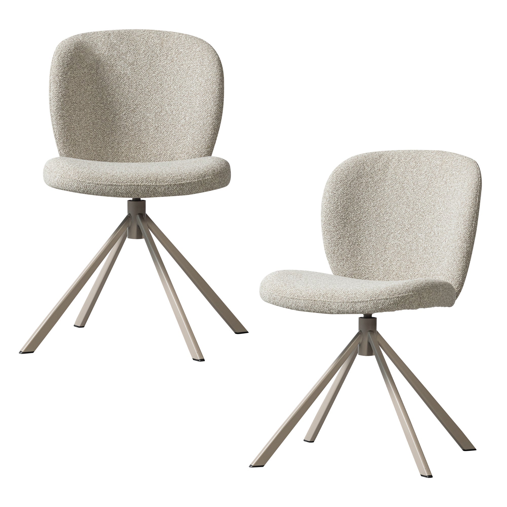 WOOOD eetkamerstoelen Femke - Bouclé - Naturel - Set van 2