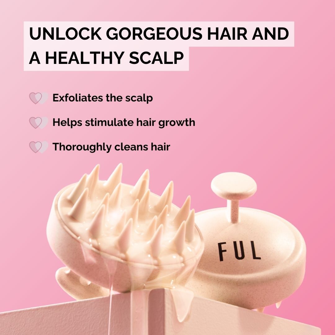 FUL Scalp Massager Brush White – Silicone Exfoliator for Hair Growth, Flakes & Deep Cleansing