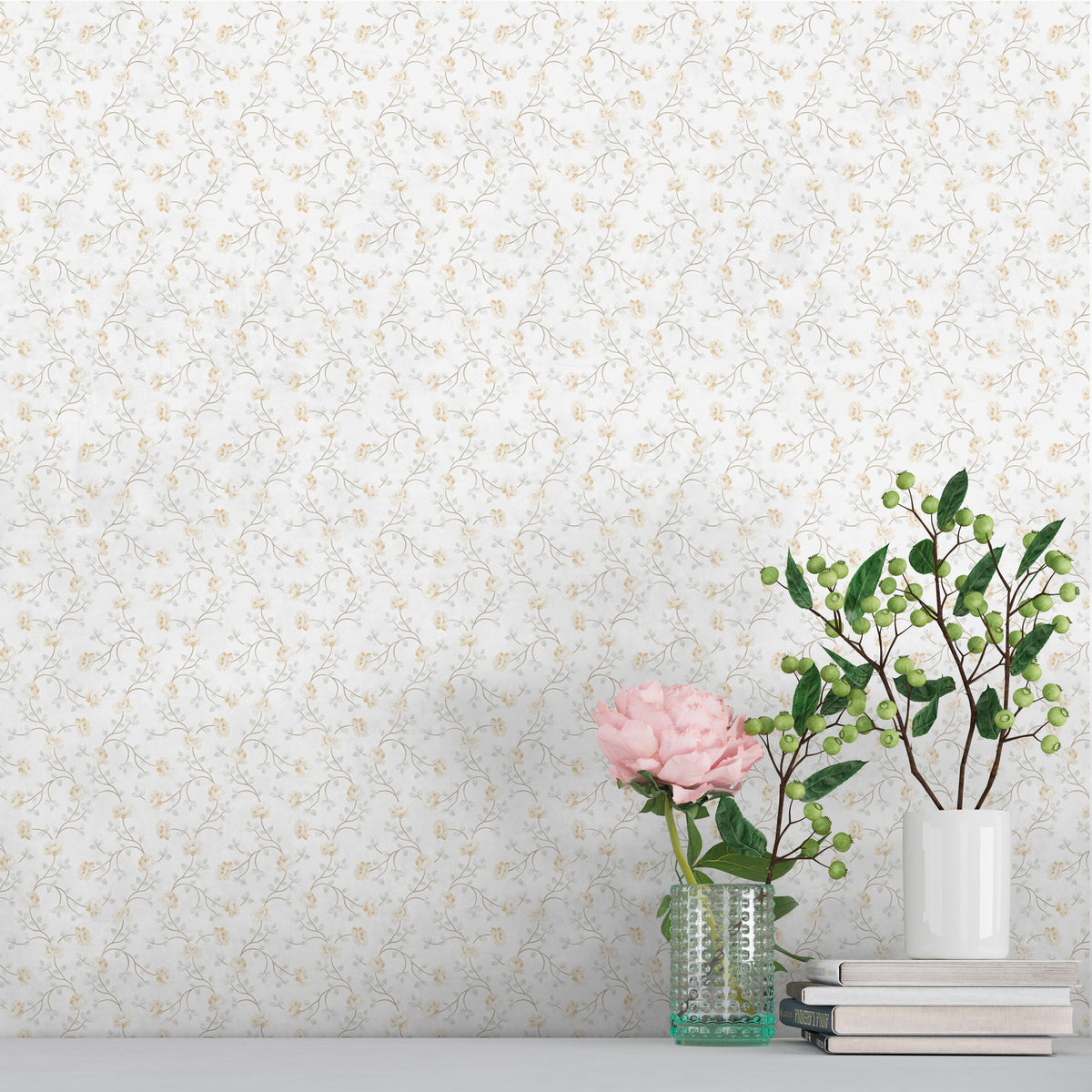 Sanders & Sanders behang bloemetjes wit en geel - 53 cm x 10 m - 640186