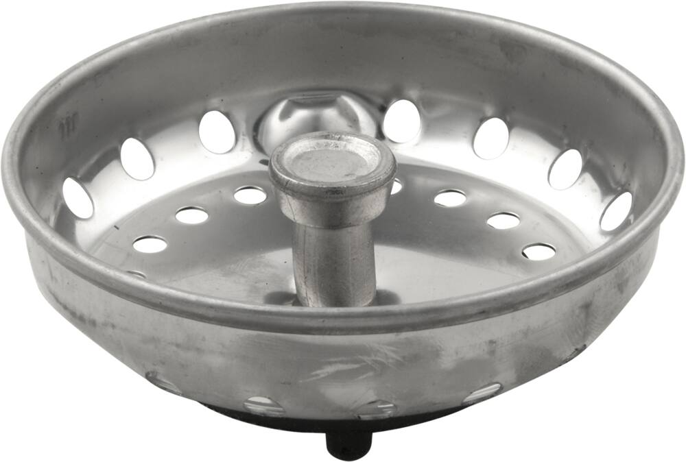 PlumbShop Stainless Steel Kitchen Basket Strainer, Chrome Finish