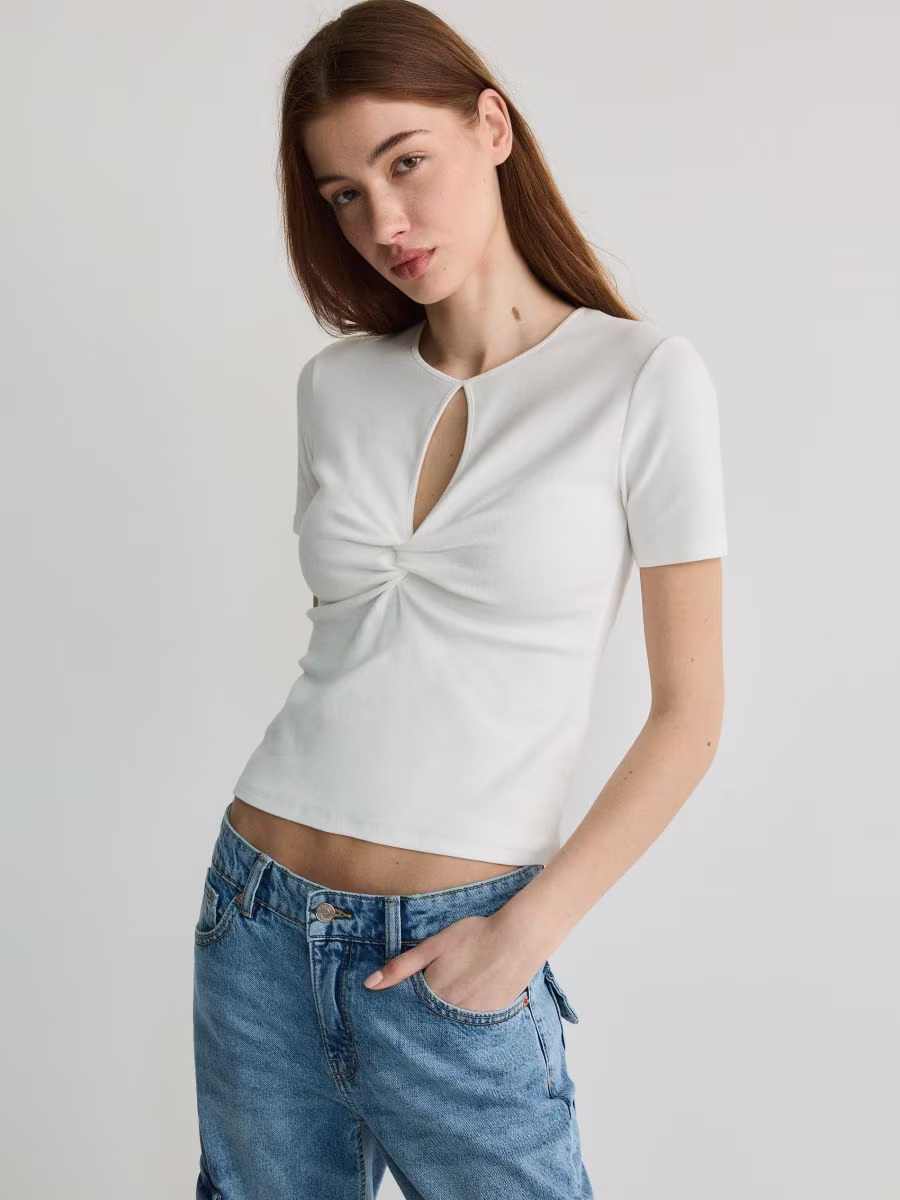 T-Shirt With Cut-Out Neckline Detail