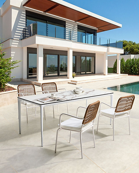 Lot de 4 chaises de jardin avec coussins TACENO Métal Blanc