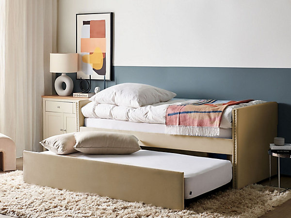 Lit gigogne Velours TROYES 90 x 200 cm Beige