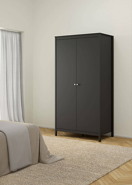 Garde-robe 2 portes Zagabria, Meubles de chambre, Penderie de plain-pied, Placard à vêtements, 102x58 h199 cm, Noir