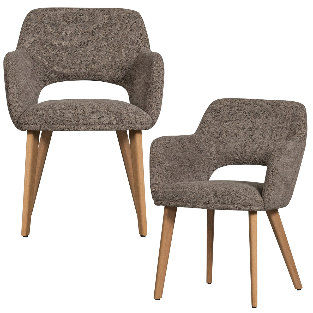 WOOOD eetkamerstoelen houten naturel poot Murat - Taupe - Set van 2