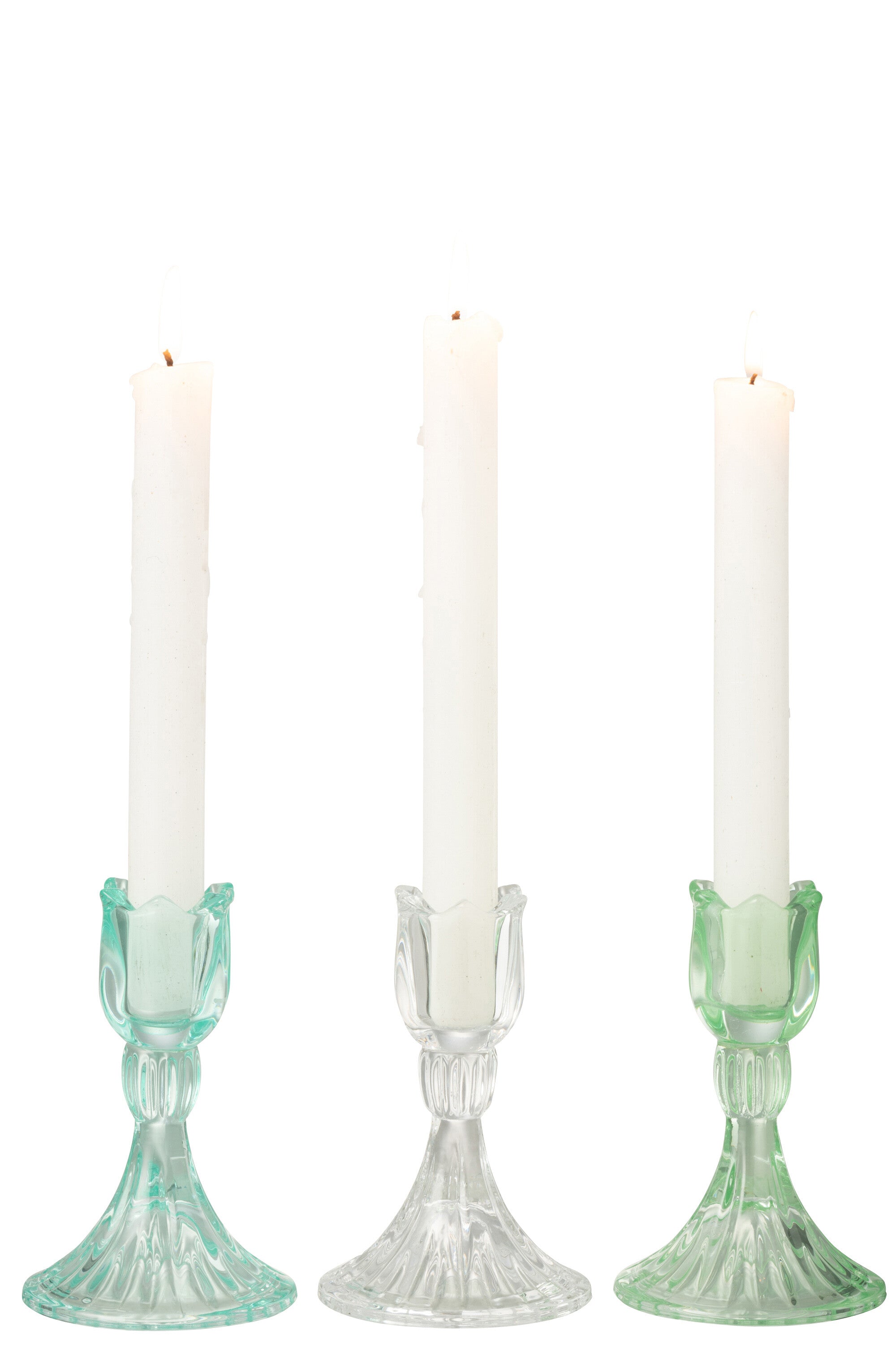 J-Line kandelaar Tulp Koud - glas - mix - 3 stuks