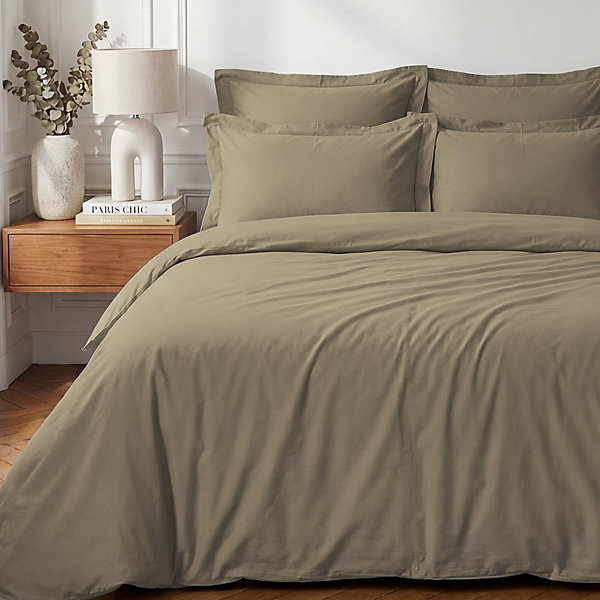 Housse de couette en percale coton Taupe 140x200 cm SOFT PERCALE