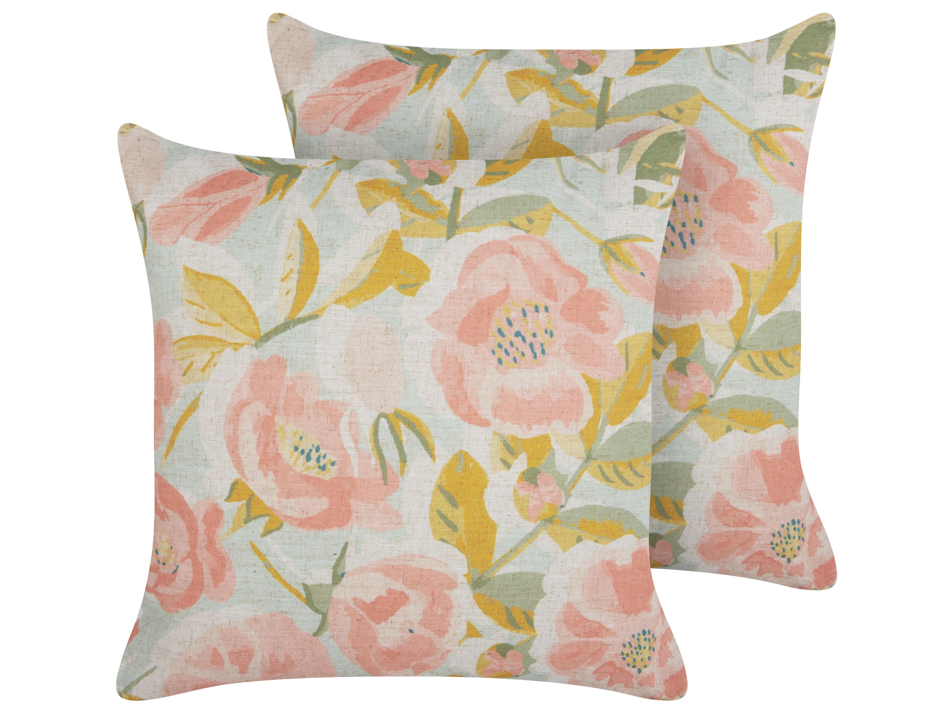 Throw Cushion ZAHRIYE 45 x 45 cm Pink Floral Pattern