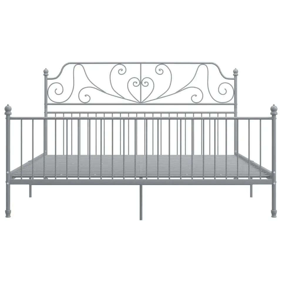 vidaXL - Tweepersoonsbed frame met hoofdbord - Grijs - Metaal - 180x200 cm