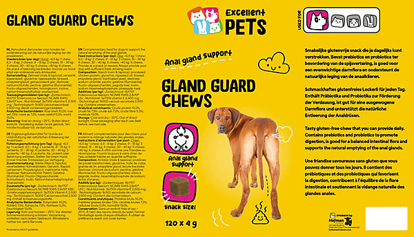 Aliment complémentaire pour favoriser vidange des glandes anales pour chien, 120 friandises