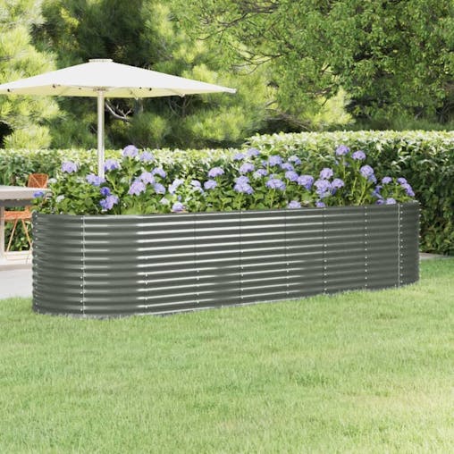 NNEVL Garden Planter Powder-coated Steel 322x100x68 cm Grey