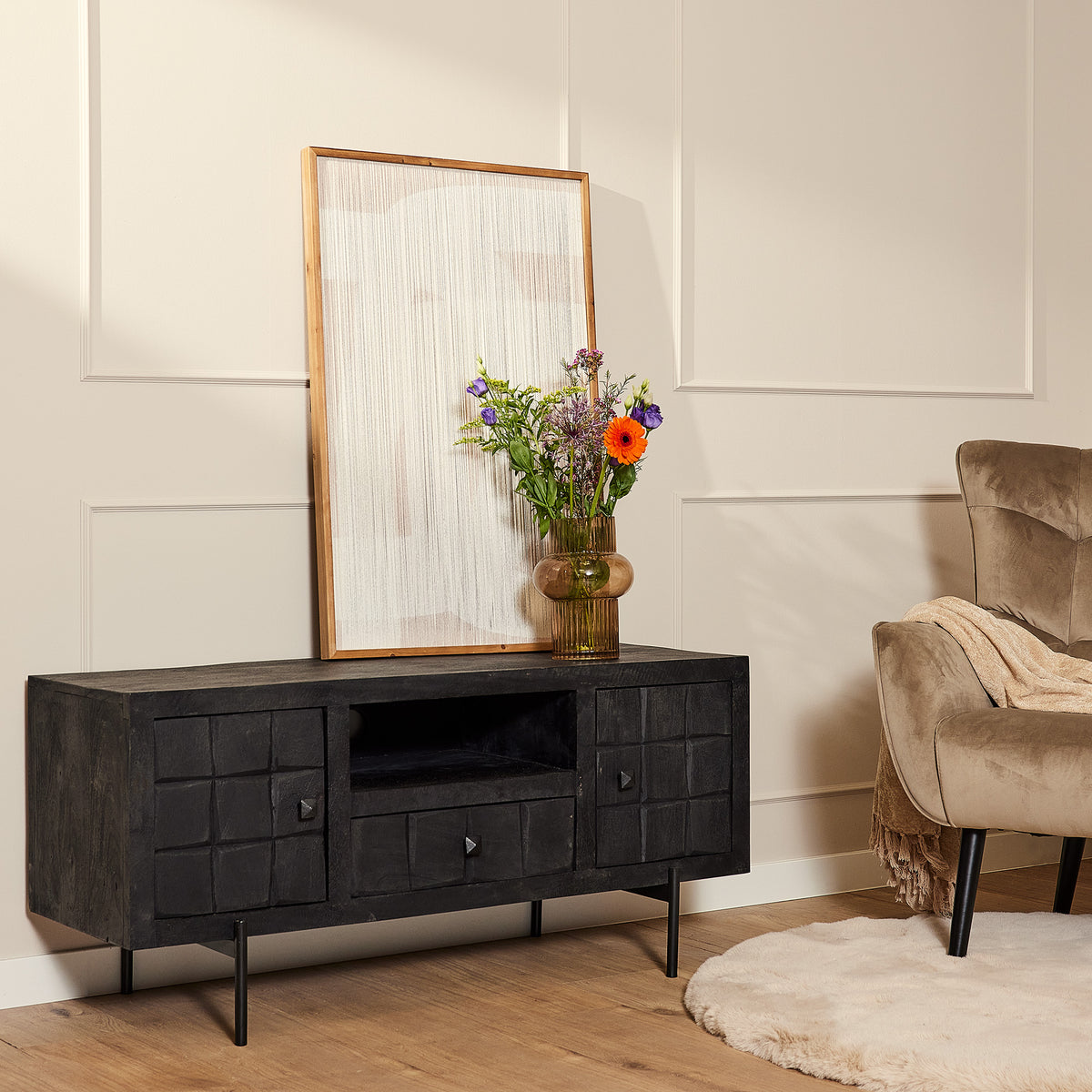 Starfurn tv meubel Brandy - zwart - 40x120x55cm