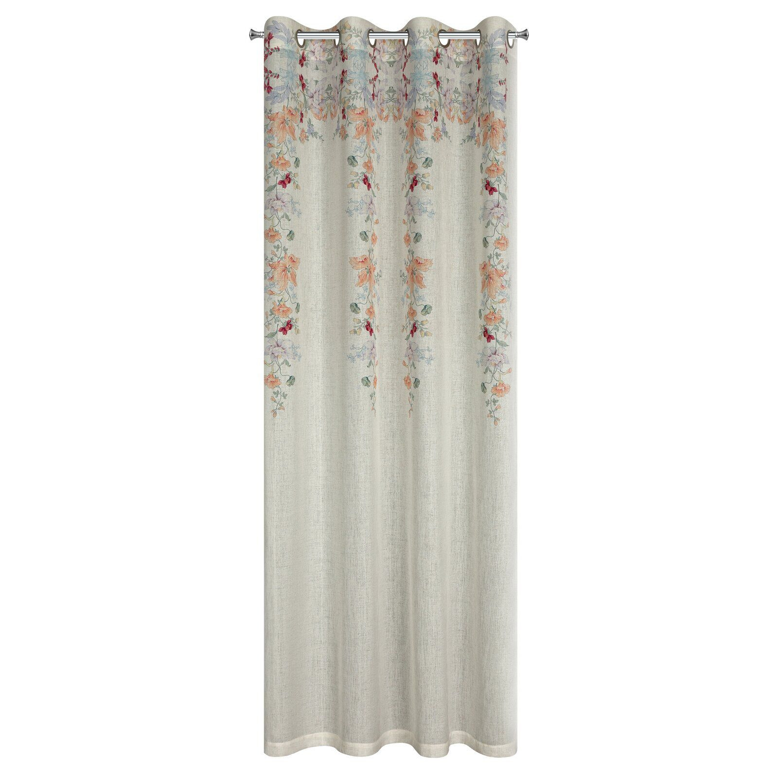 Elegancka zasłona na przelotkach CARA 140X250 naturalna w kwiaty