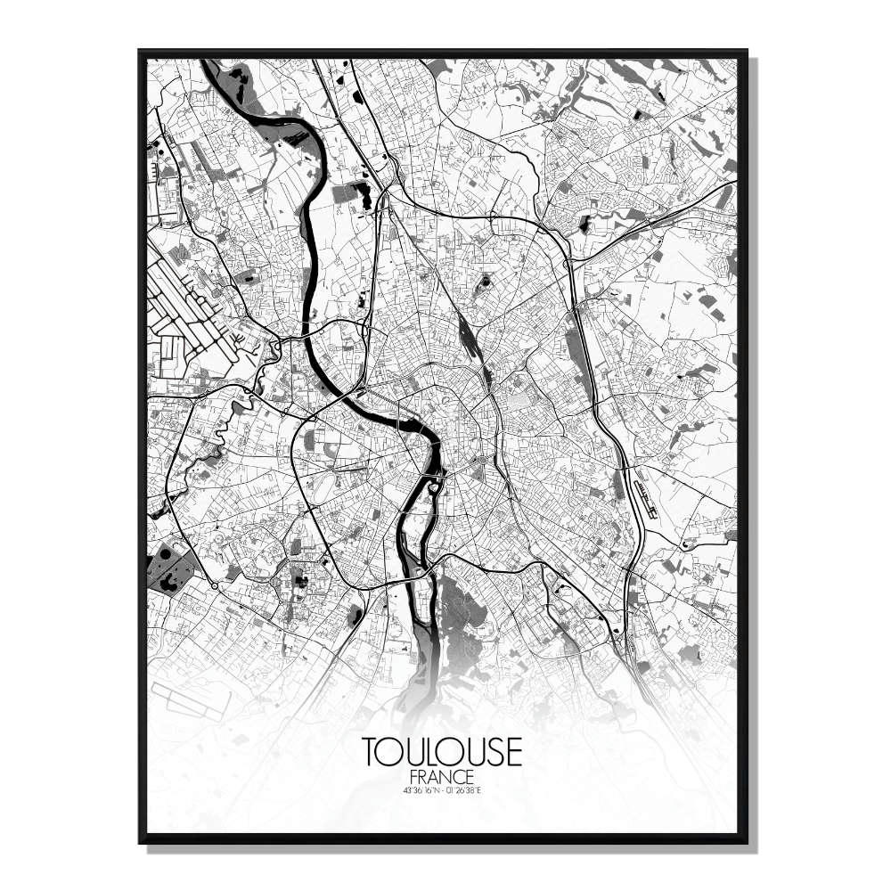 - Affiche Toulouse Carte N&B 40x50