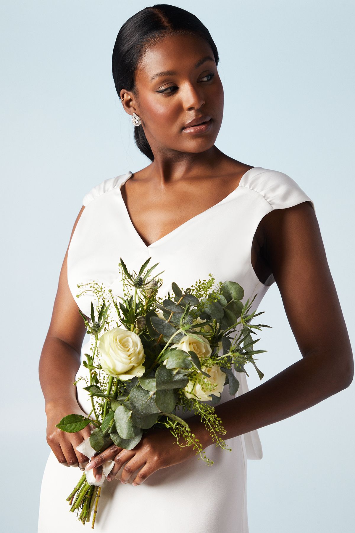 Coast Structured Bow Back Detail Cape Wedding Dress