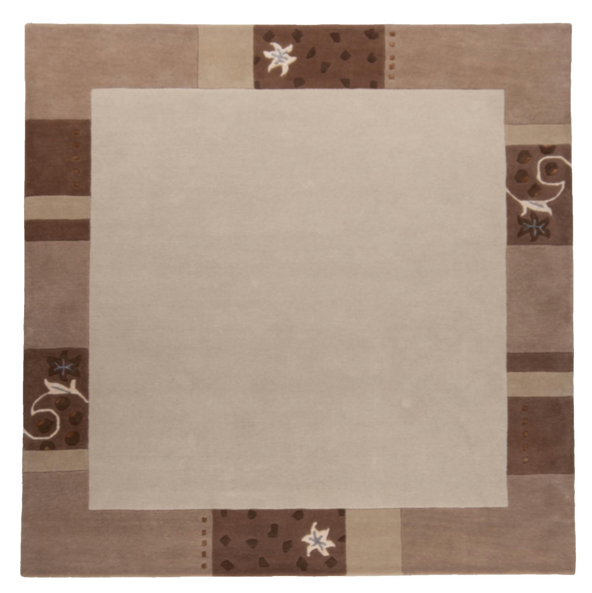 ROYAL GANGES - Tapis gabbeh floral en laine naturelle Beige 200x200 cm