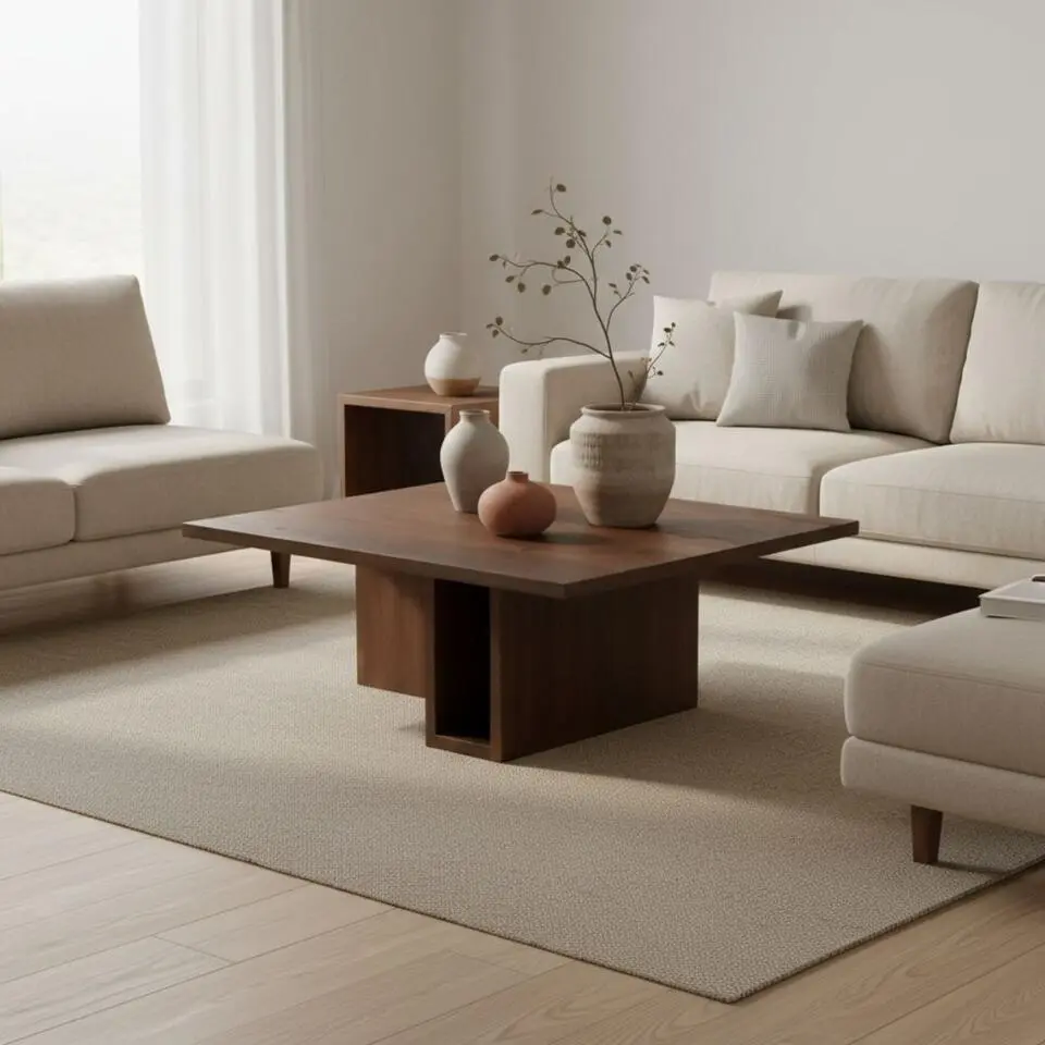 Salontafel Vierkant Donkerbruin Hout - 85x85x34cm - Onni