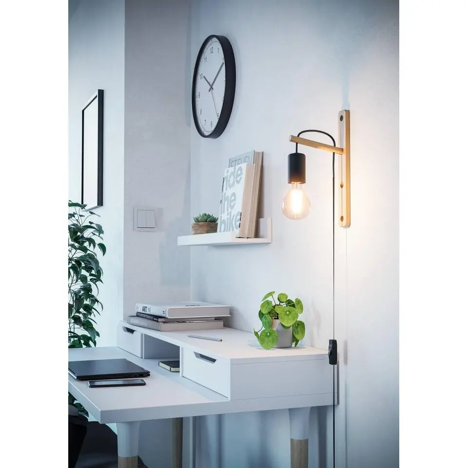 EGLO Pockley Wandlamp - E27 - 29,5 cm - Bruin/Zwart