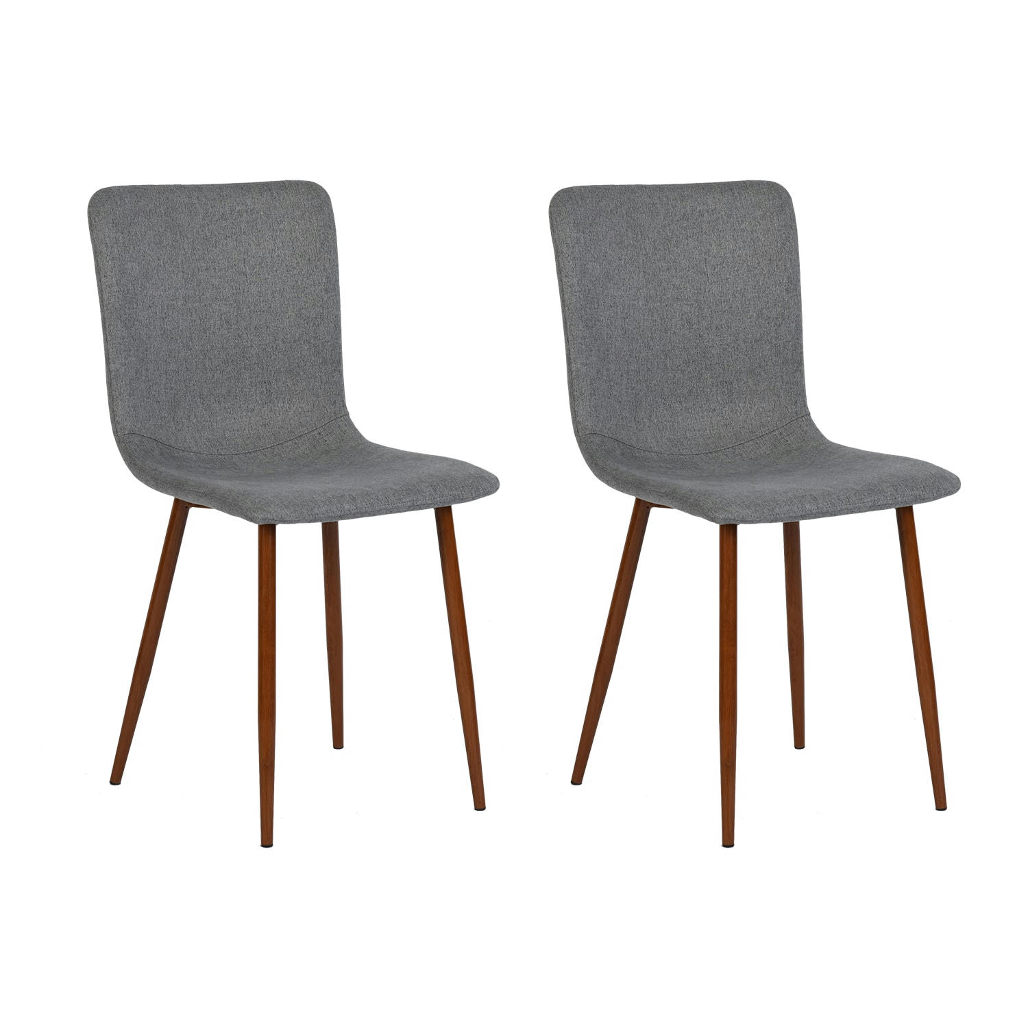 - Lot de 2 chaises de salle à manger rembourrées en tissu Gris