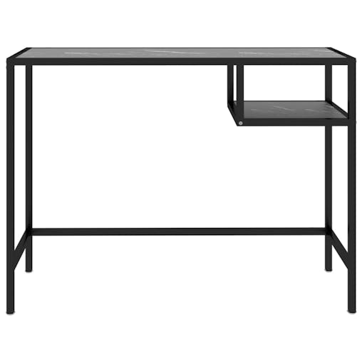 NNEVL Computer Desk Black Marble 100x36x74 cm Tempered Glass