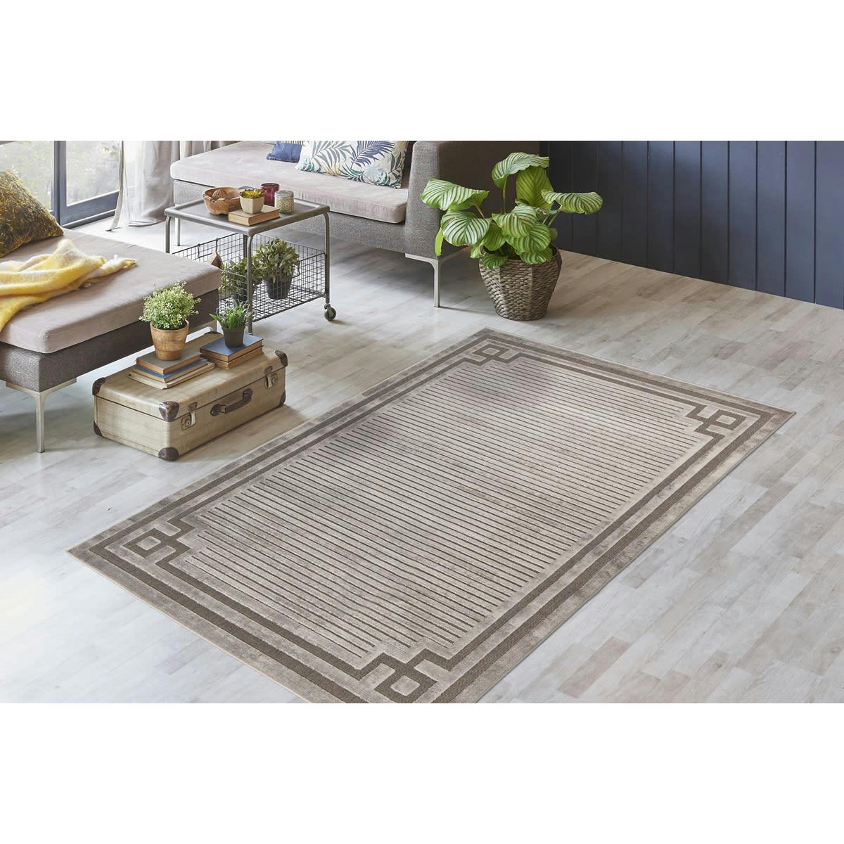 OLYMPE - Tapis de salon en polypropylène gris 160x230 cm