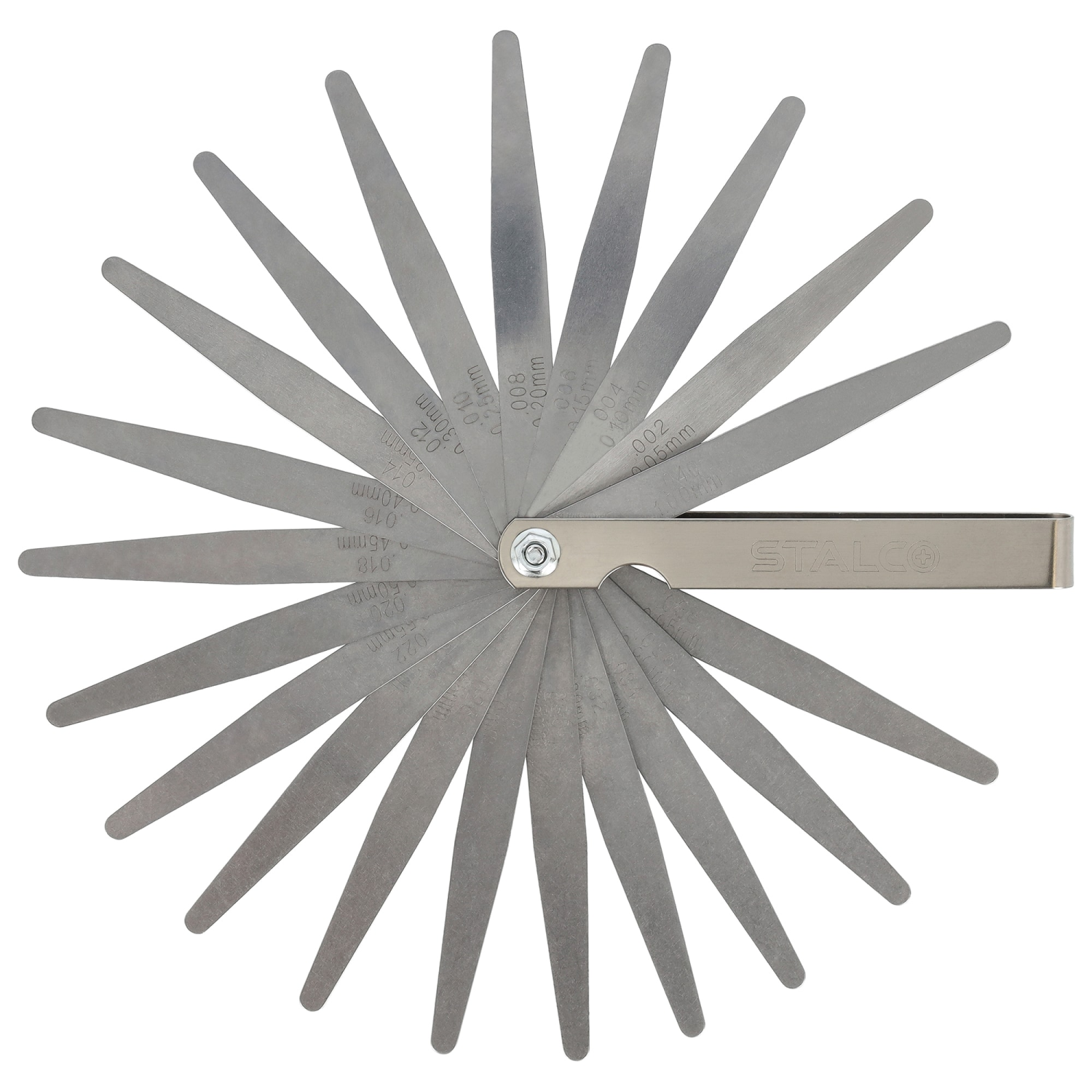 Szczelinomierz 20 listków (0.05 - 1.0 mm) stal nierdzewna STALCO S010510220 STALCO S010510220