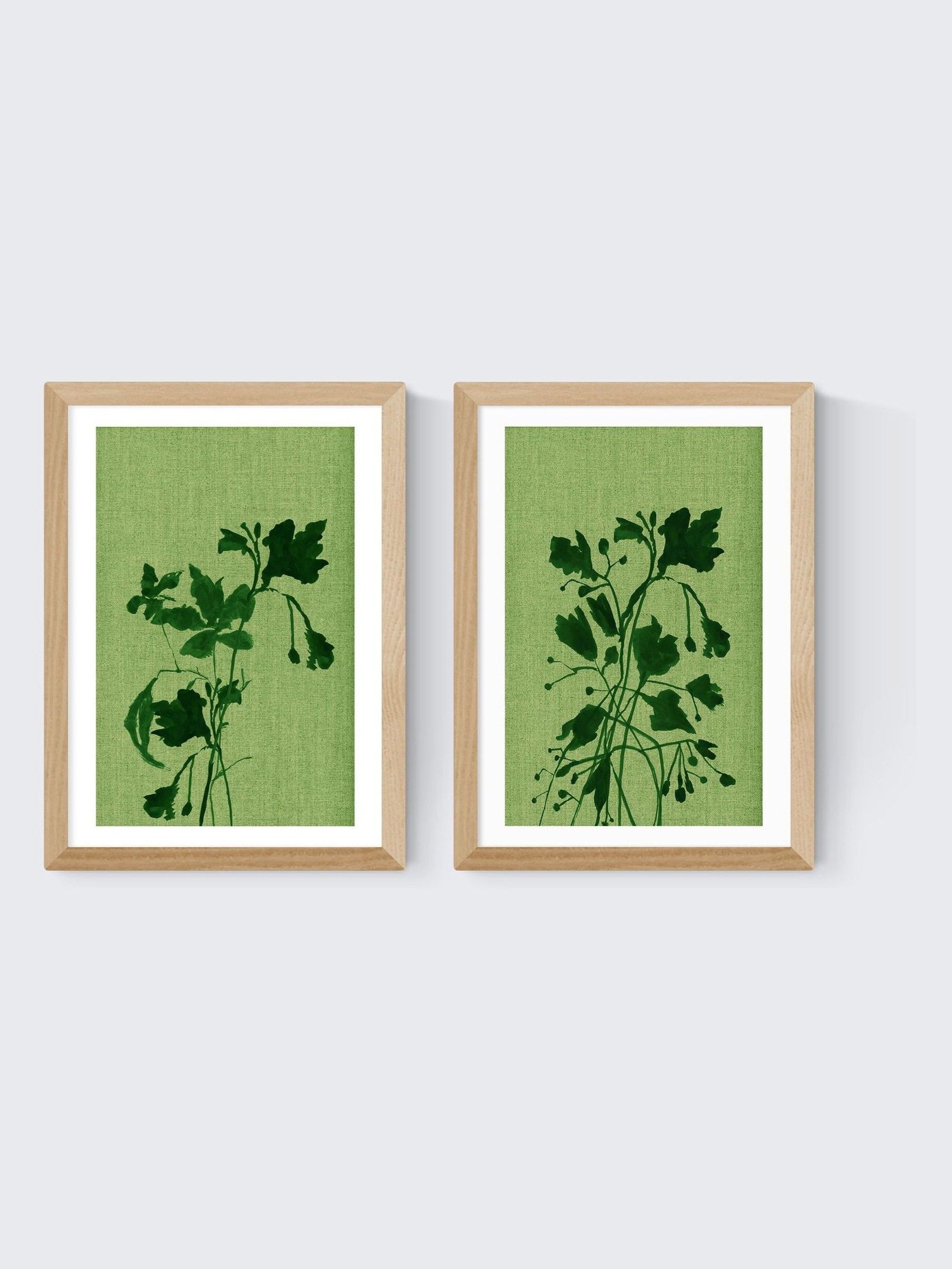 East End Prints Set of 2 Oak Terre Verte Wall Art Prints by Cartissi