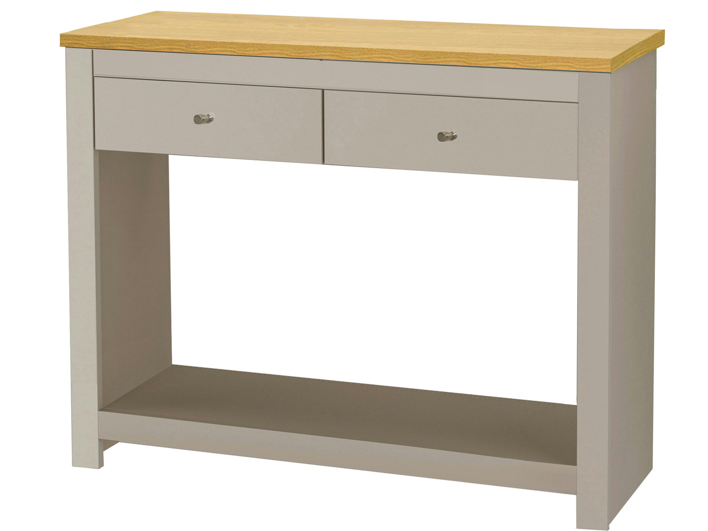 EMERALD - Table console avec 2 tiroirs en MDF chêne et crème