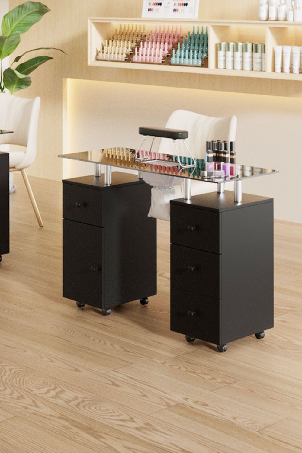 SHEONLY Professional Mobile Manicure Table on Wheels