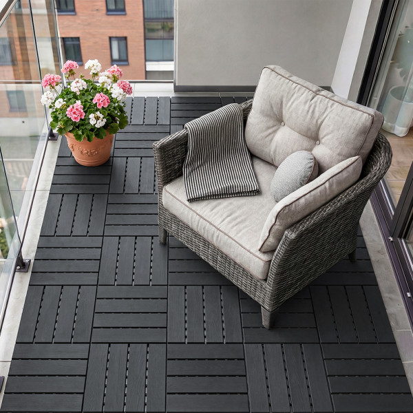SoBuy Płytki tarasowe modułowe Czarny 30,5x30,5x2cm SDA15-HG